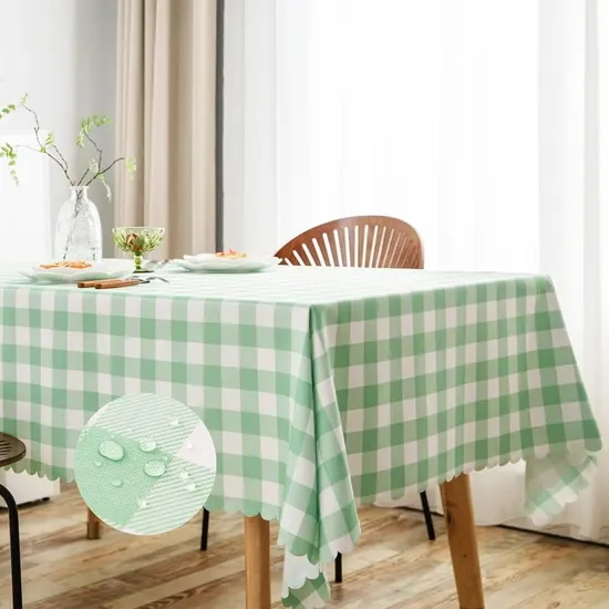 Polyester Tabletop Cover, Rectangular Waterproof Grid, Kitchen and Party Tablecloth Wholesale Finished Product