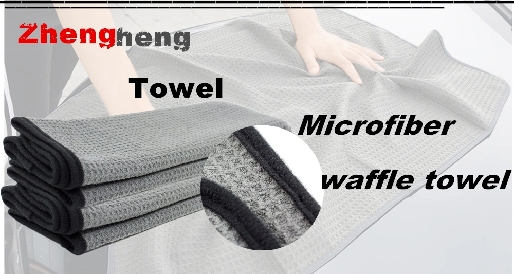 30X40cm 400GSM Grey Waffle Weave Grid Microfiber Drying Towel Car Cleaning Cloth