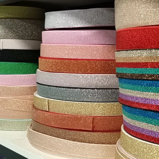 Ready to Ship High Elasticity Great Wall Grid Glossy Lurex Jacquard Elastic for Garment Accessories 