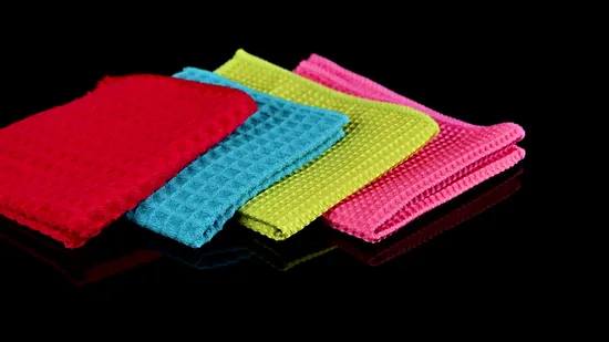 Weft Knitting Grid Lattice Absorbent Microfiber Cleaning Cloth 