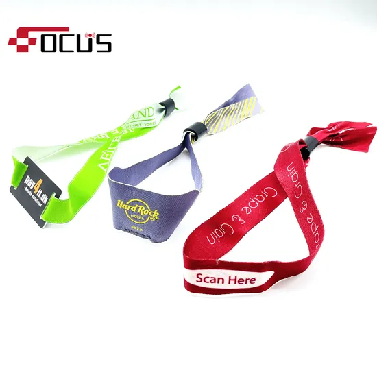 Custom Logo Print Adhesive NFC 213 Event Festival Woven Wristband 