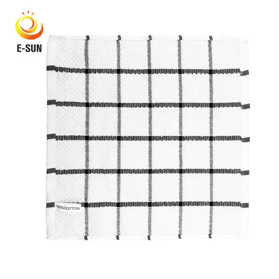 Esun Light and Soft Quick Drying Cotton Grid Dish Cloths for Kitchen Cleaning 