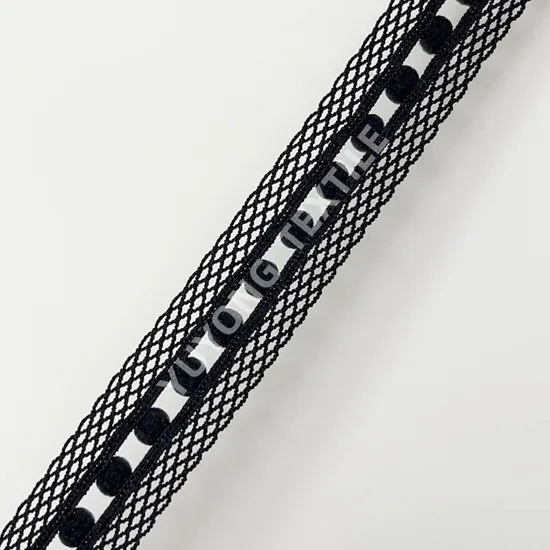 Vintage Black Grid Openwork Lace Edge Elastic Band for Wedding Dress/Ballet Accessories 